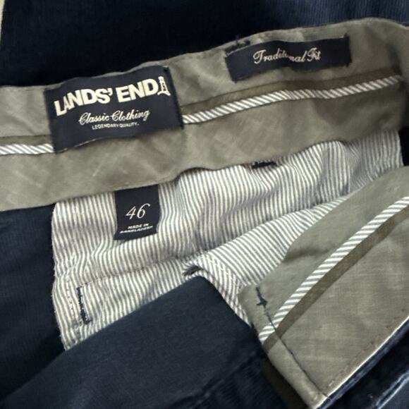 Lands End Men's Traditional Fit Stretch Navy Corduroy Dress Pants 46x30 - Picture 5 of 5